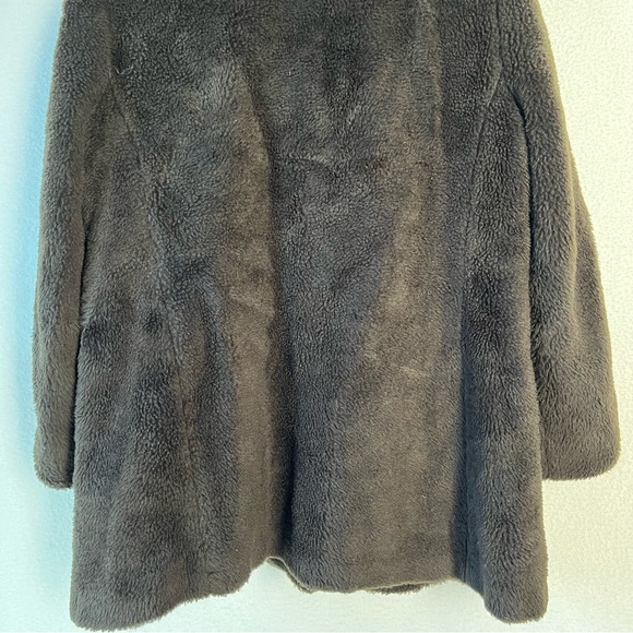 Vintage Faux Fur Montgomery Ward fuzzy lined button up coat black thick jacket - Picture 11 of 16